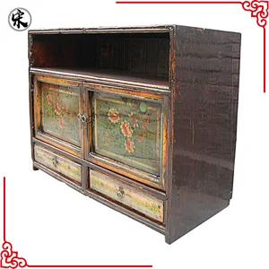 chinese old lacquered storage painted rustic store furniture