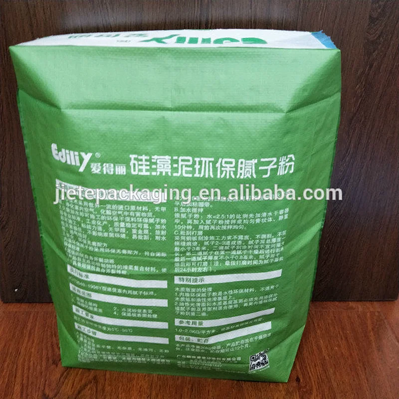 Construcstion use 20kg mate film laminated pp woven cement bag with valve mouth for wall putty,tile adhesive,dry motar