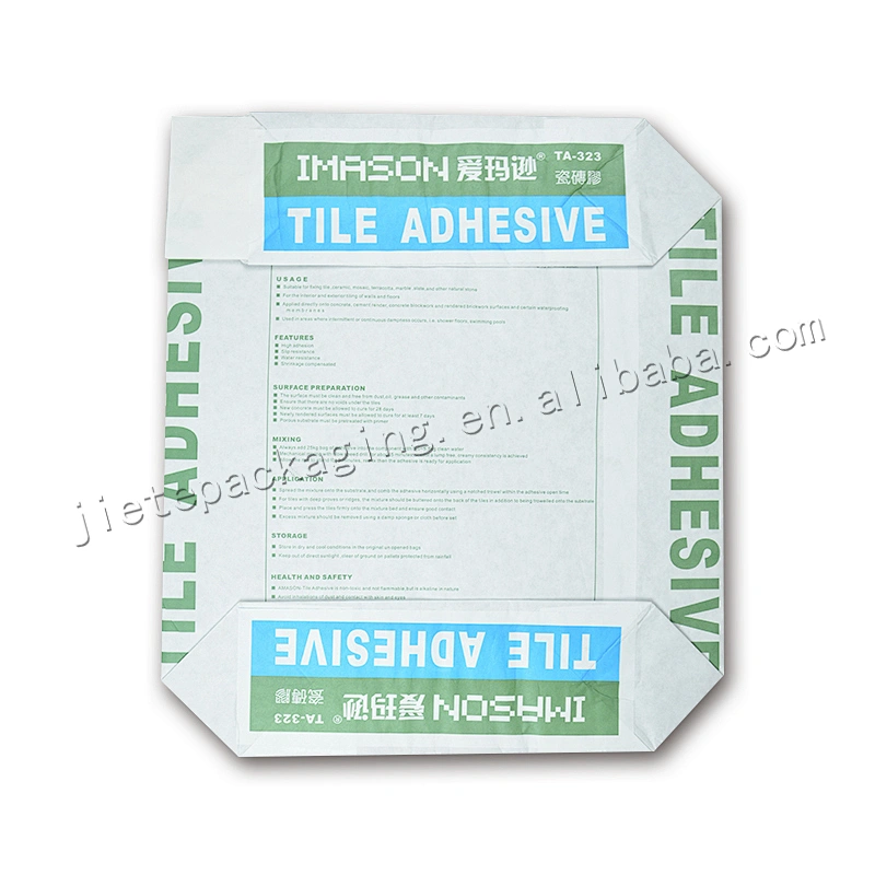Customized multilayer kraft paper cement bag for packing 25kg mortar,lime,tile adhesive