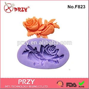 Model F823 Hot sale rose shape fondant 3D silicone mold