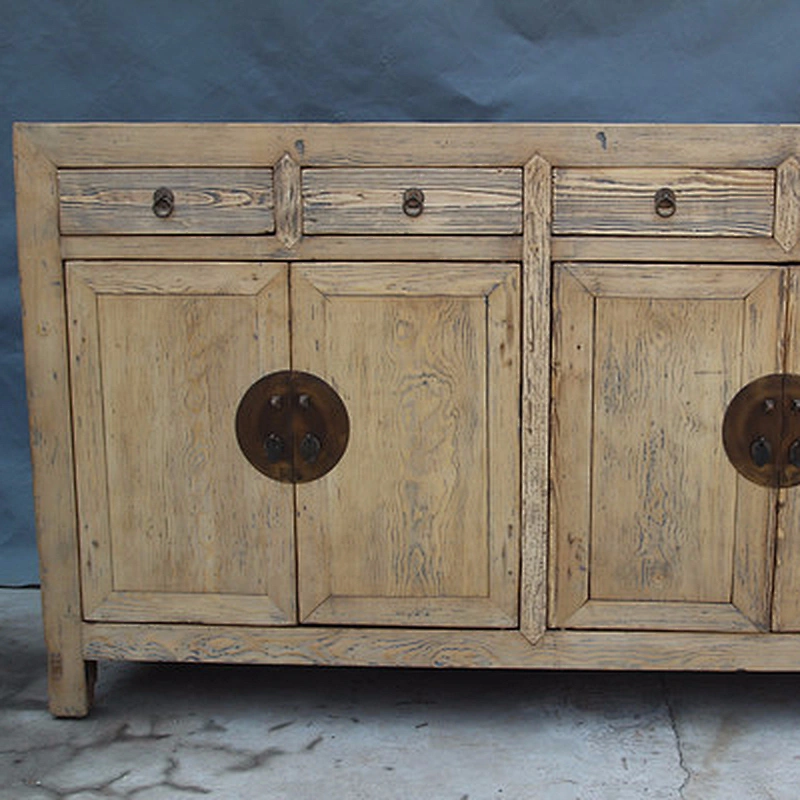 Antique Chinese natural wooden sideboard