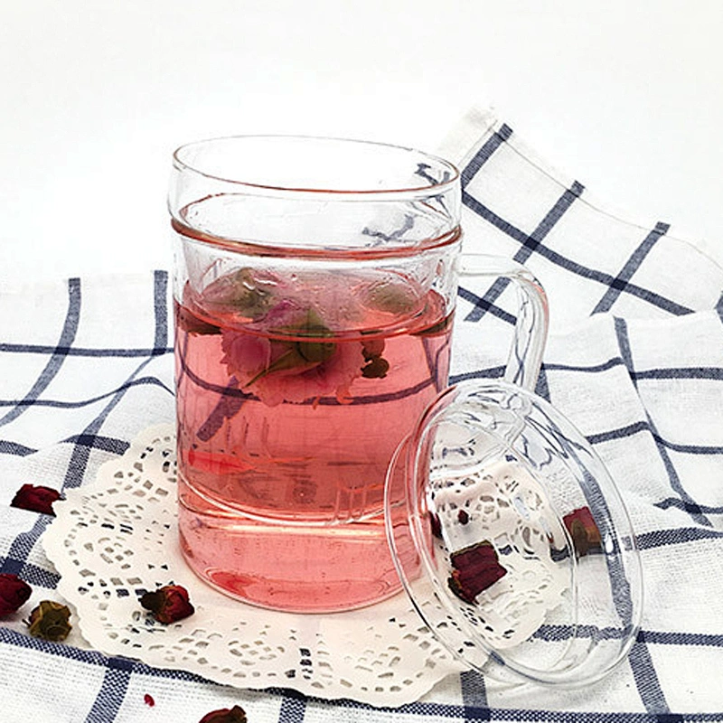 Borosilicate Straight Glass Tea Cup With Lid&Strainer 450ml