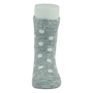 High Quality Cheap Loose Cuff Rib Top Dots Melange Grey Color Cotton Baby Socks