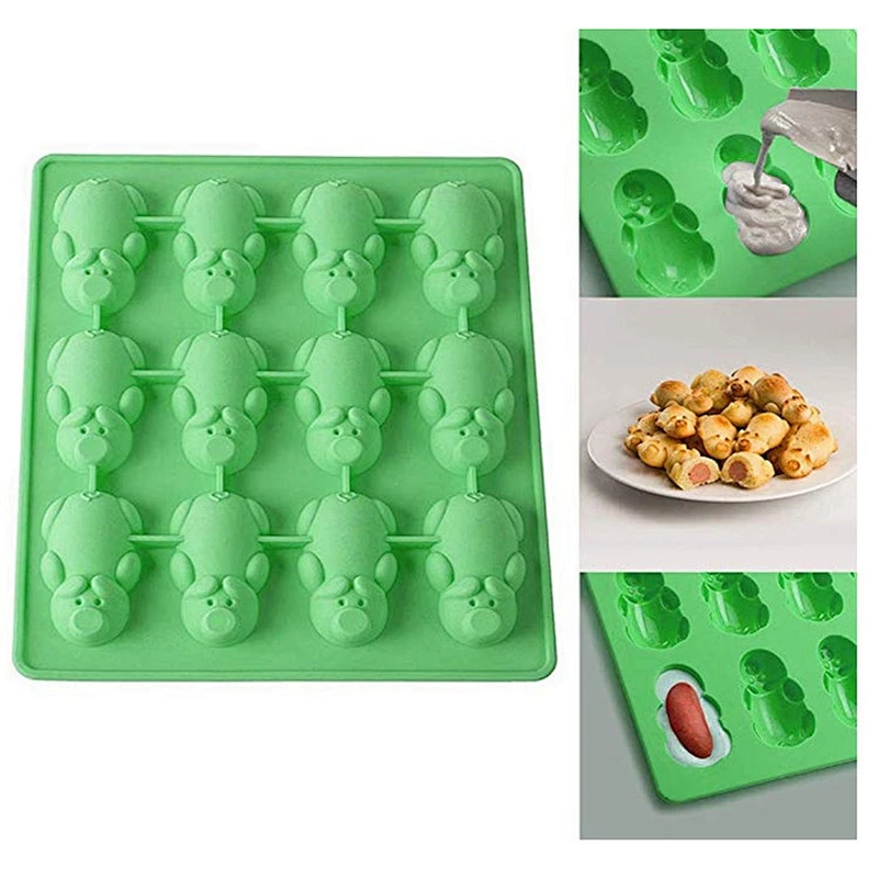 BPA free cakes 12 cavities pig shaped silicone baking mold  Pigs in a Blanket