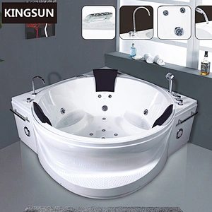 Acrylic Indoor Whirlpool Massage Luxury 3 Person Round Corner Bathtub K-8849