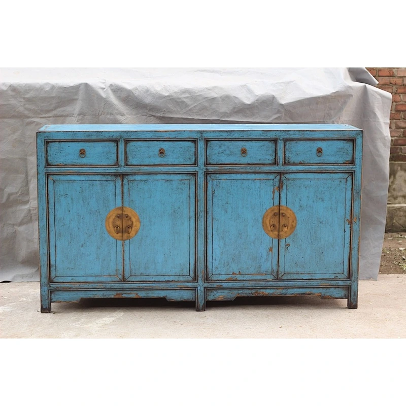 cheap chinese furniture Blue four door four drawer box antique cabinet living room furniture