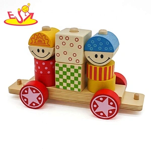 New popular children wooden pull along train for education W05C096