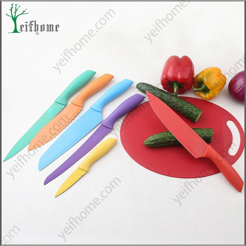Low price of non-stick colorful knife set Higih Quality