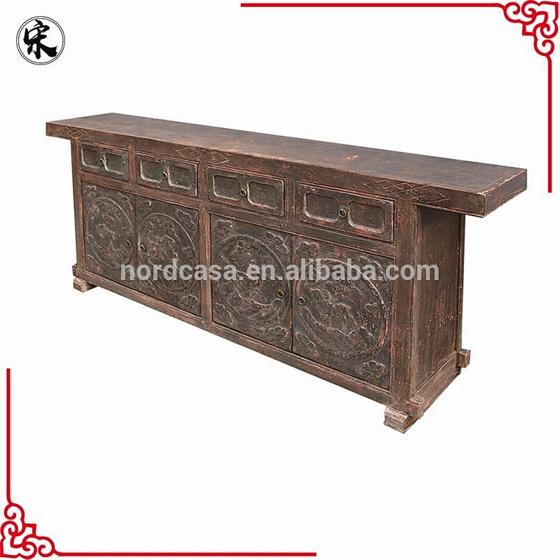 chinese antique 2 door carved cabinet in Pine wood