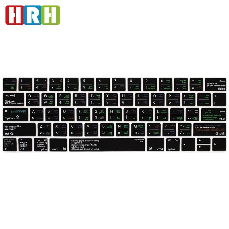 Wholesale China Factory VIM vi Shortcut Silicone Keyboard Cover for macbook pro keyboard cover for macbook pro touch bar