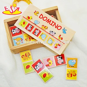 Wholesale cheap wooden educational kids domino puzzle toy W15A005