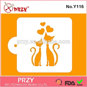 Eco-friendly Y116 animal cat fondant cake decorating stencil