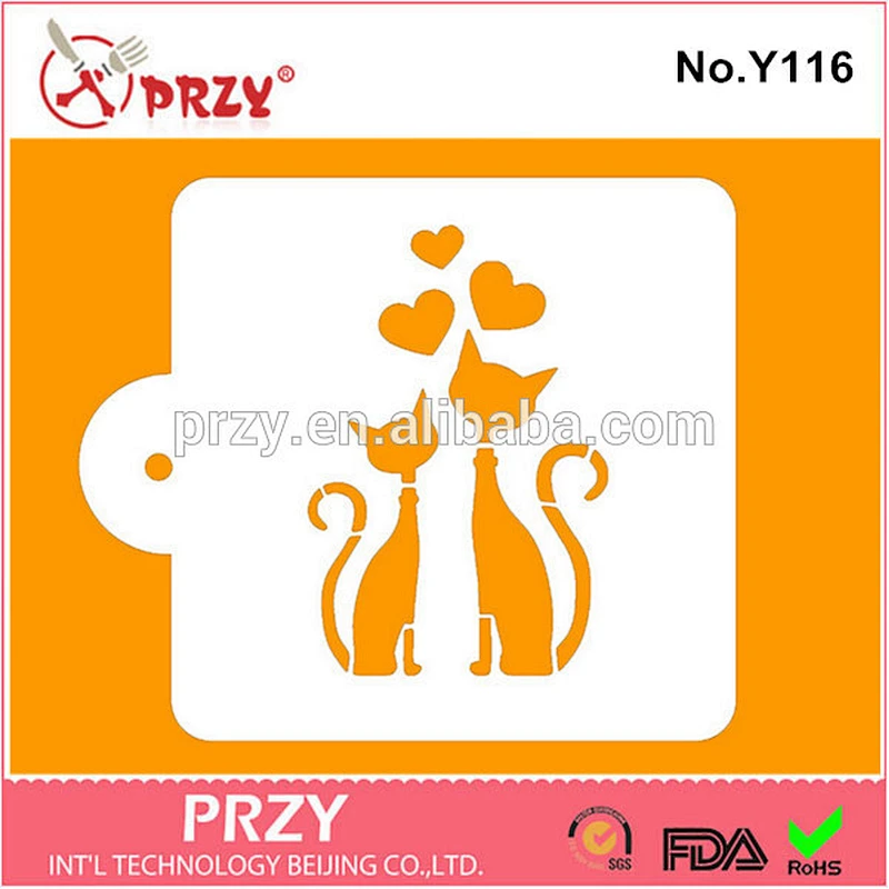 Eco-friendly Y116 animal cat fondant cake decorating stencil