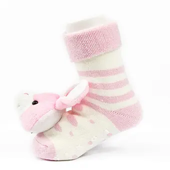 Autumn Winter wholesale kids manufacturers Newborn non slip floor lovely cartoon cat bear coral velvet Baby shoe Socks