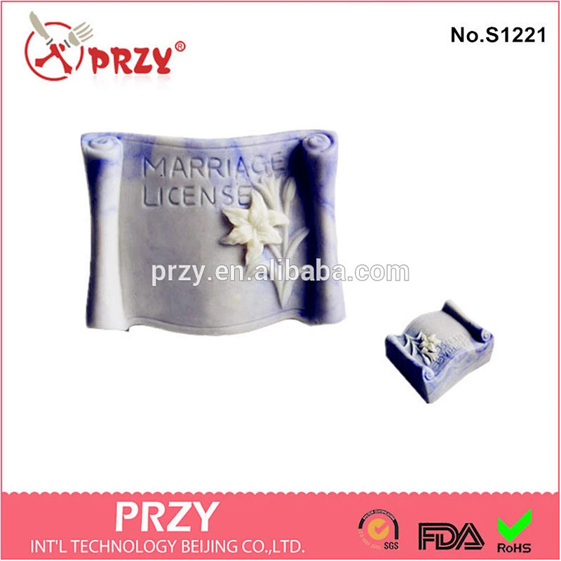 s1221 PRZY Handmade decorative Marriage License Silicone Soap Mold