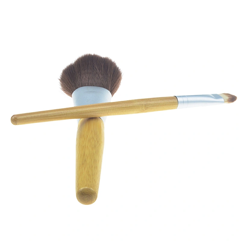 Private label cosmetics tools 4pcs powder blush eyeshadow eyebrow bamboo makeup brush set