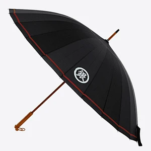 2018 Kina brugerdefineret hot sale 24kWindproof Træhåndtag Auto Open Stick paraply til voksen