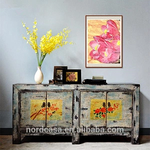 lacquered four door chinese antique style reproduction furniture cabinet