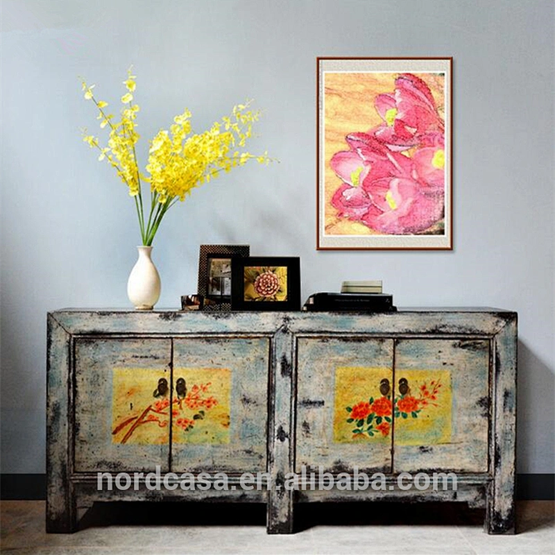 lacquered four door chinese antique style reproduction furniture cabinet