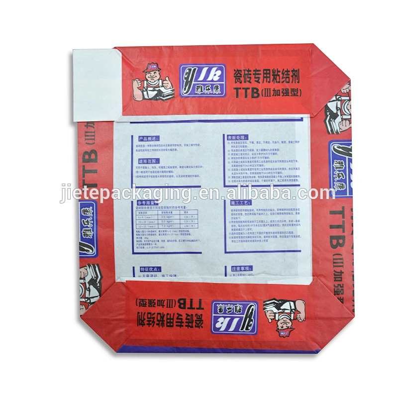industrial use kraft paper valve bag for cement, tile adhesive, mortar packaging 20kg 25kg