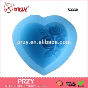 S3330 PRZY 3d heart shape flower soap silicone mold heart flower handmade soap mould for sell