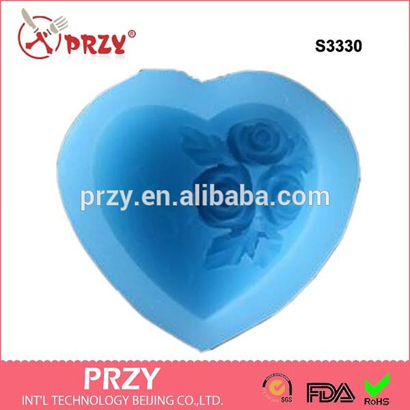 S3330 PRZY 3d heart shape flower soap silicone mold heart flower handmade soap mould for sell