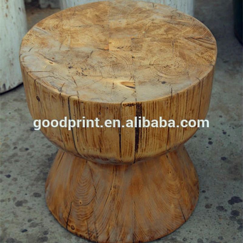 Chinese antique style solid pine wood stool/vintage wooden stool/round wood stool