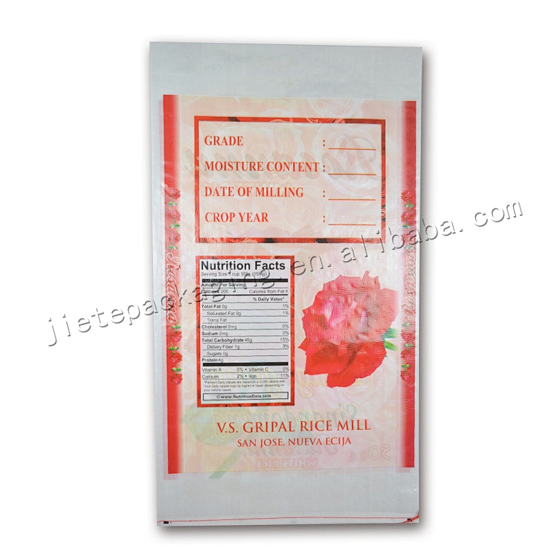 Customized cheap plastic bopp laminated pp woven rice bag 50kg