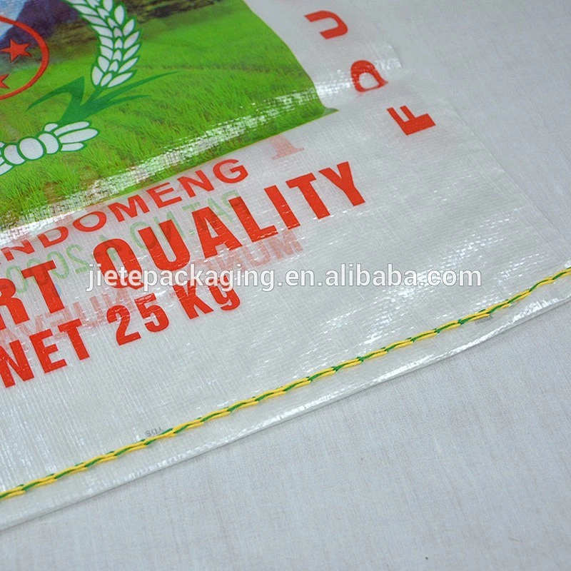 Bopp laminated virgin plastic pp woven reusable fabric rice packaging bags 20kg 25kg