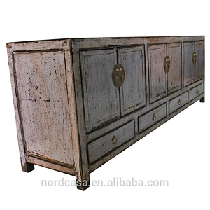 lacquered four drawer six door chinese antique style tv stand