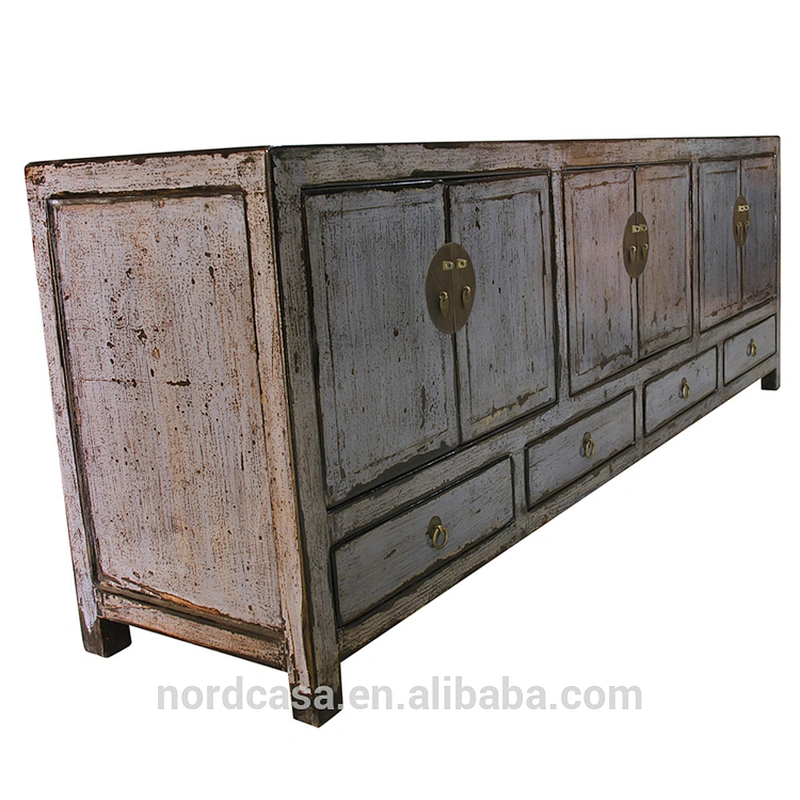 lacquered four drawer six door chinese antique style tv stand