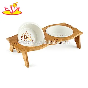 Wholesale most popular safety feeder pet wooden raised cat bowl W06F052