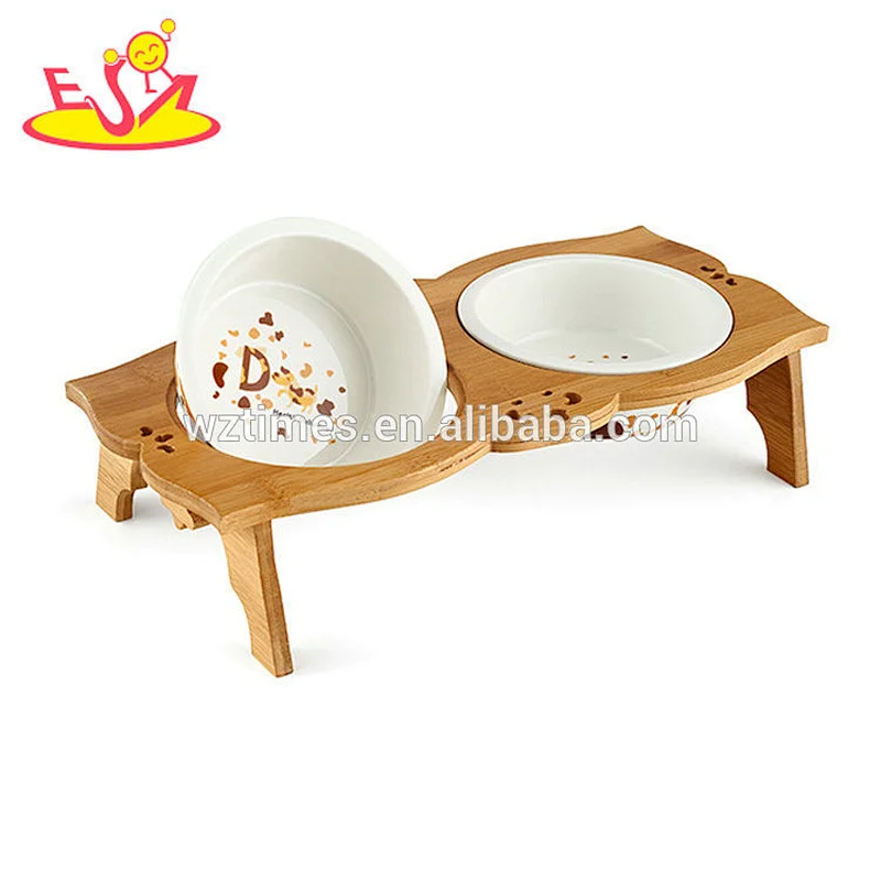 Wholesale most popular safety feeder pet wooden raised cat bowl W06F052