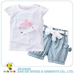 Cotton knitted girl boutique outfit children set clothing