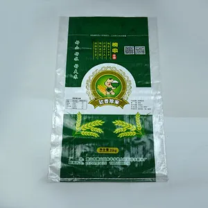 25kg transparent plastic rice bag with design printing for flour, wheat packaging
