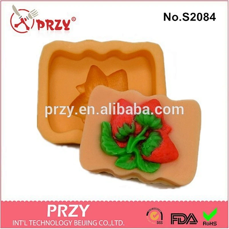 DIY handmade stamp strawberry silicone molds for soap making