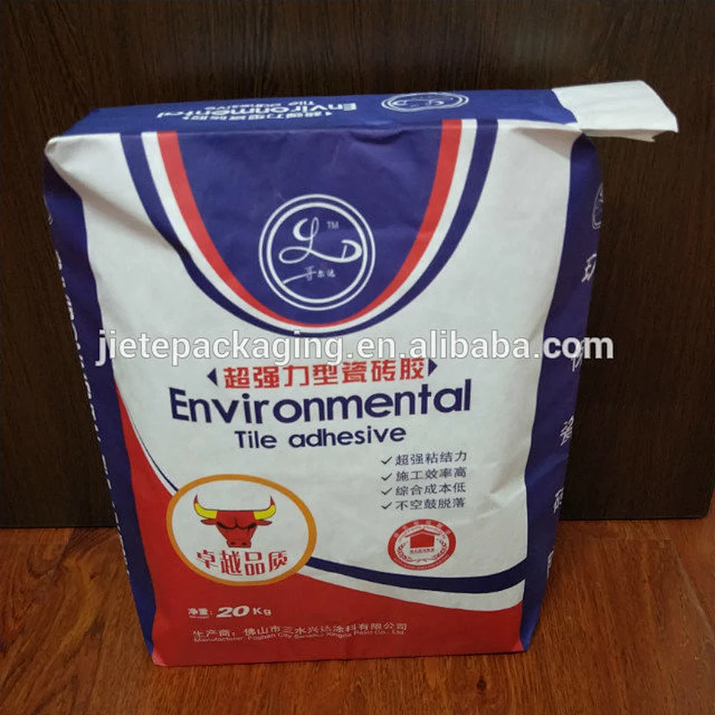 20kg Multilayer paper tile adhesive packaging cement bag/sacks for chemical,mortar,cement,wall putty powder
