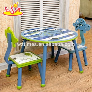 wholesale high quality children wooden table and 2 chairs newly fashionable baby wooden table and 2 chairs W08G153