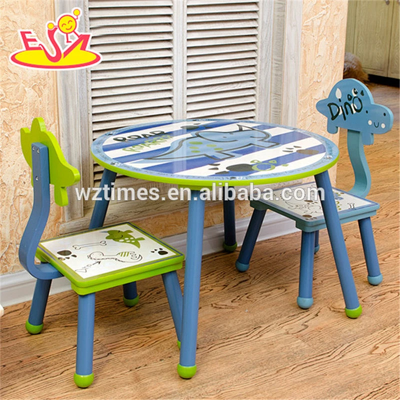 wholesale high quality children wooden table and 2 chairs newly fashionable baby wooden table and 2 chairs W08G153