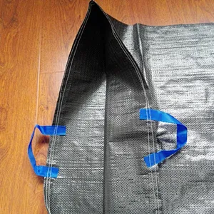 Black plastic pouch pp woven carry bag with for market,shopping