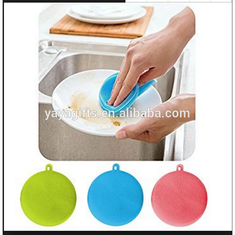 Round Oval square shaped l Silicone Sponge Cleaning brush Cleaning Sponge for kitchen
