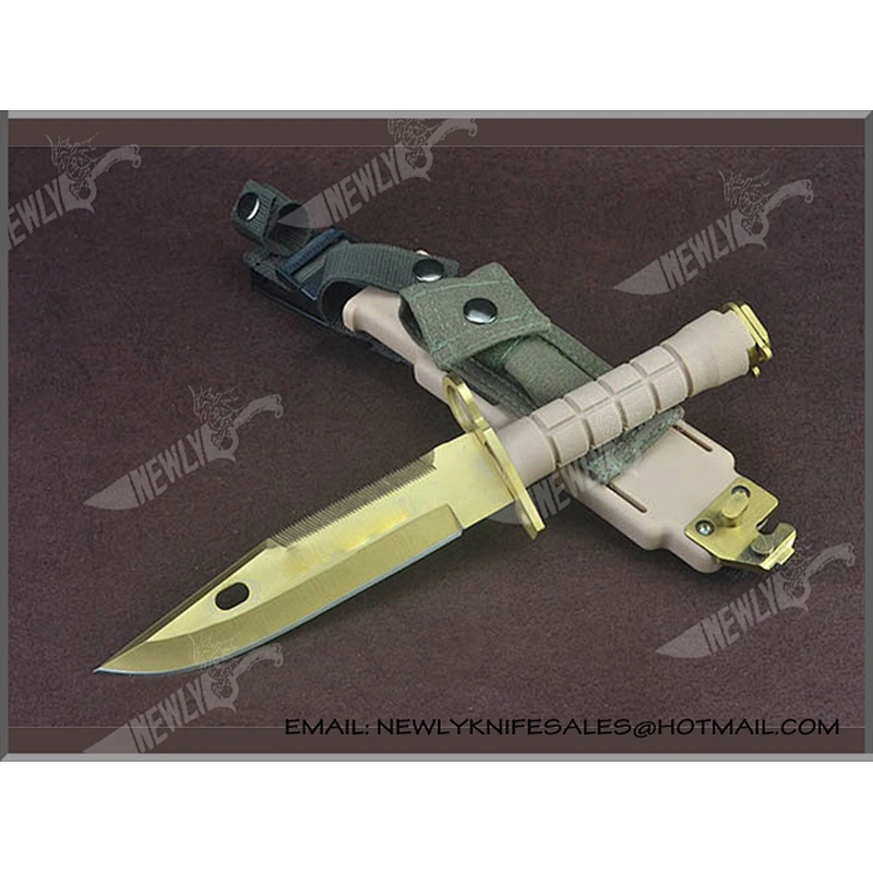China Army Knife Titanium Blade Military Combat Knife With K Sheath