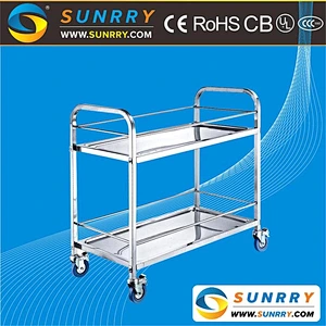 Hot sales mobile hand push hotel trolley room service cart and restaurant dining cart