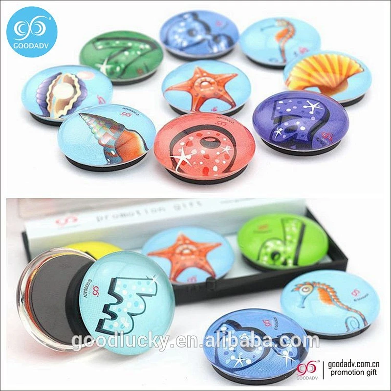 Round shaped crystal glass fridge magnet souvenir