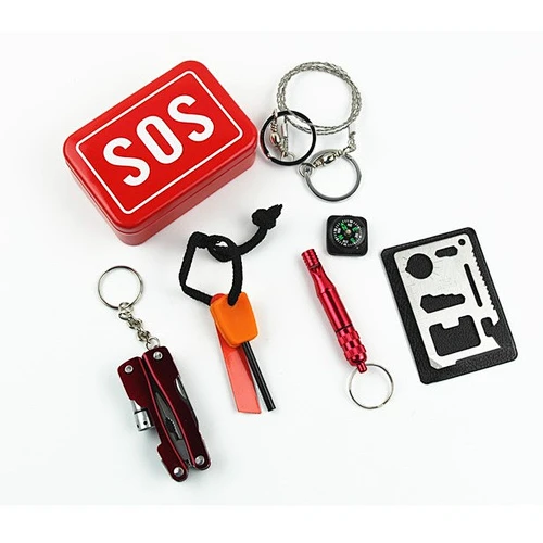 Camping multifunctional tools and equipment sets, first-aid kit emergency supplies, SOS outdoor self-help survival equipment