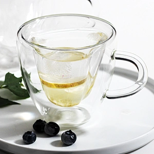 2018 China wholesale price heat shaped glass coffee wine cup double wall resistant heat mug