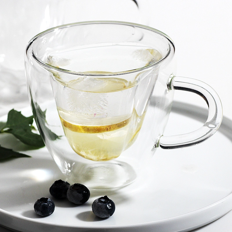 2018 China wholesale price heat shaped glass coffee wine cup double wall resistant heat mug
