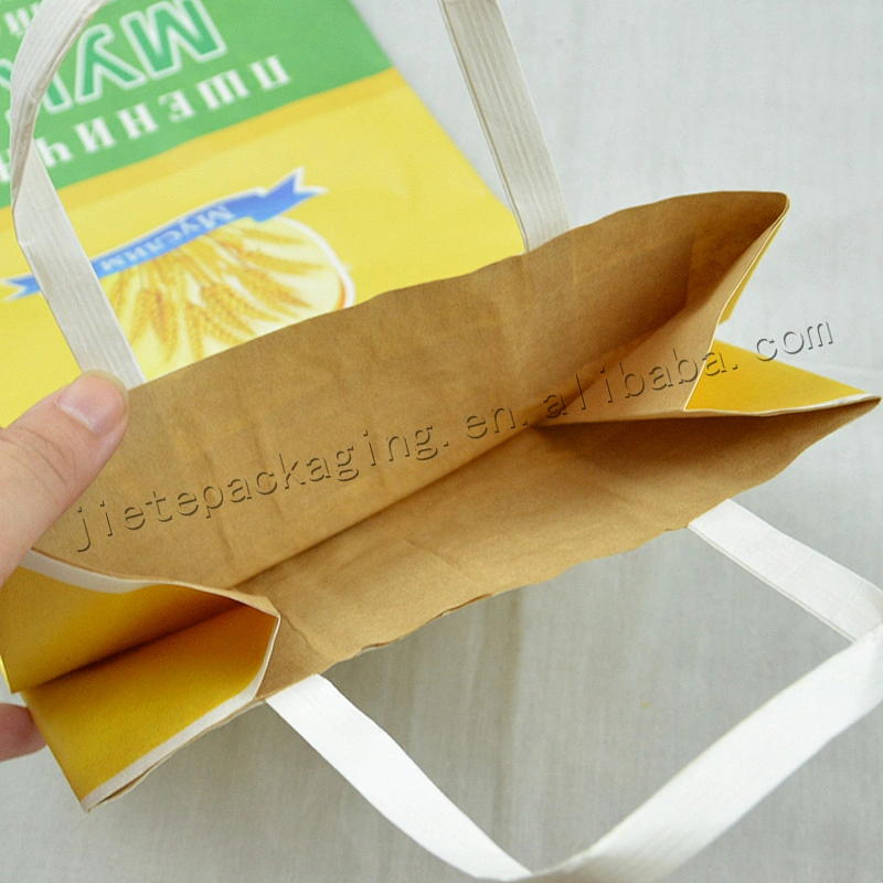 Multilayer stand up 5kg kraft paper flour bag for starch,maizena,amylum,farina