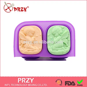 S4063 Double hole men and women praying Angel hot featured DIY handmade soap homemade SOAP material silicone mold