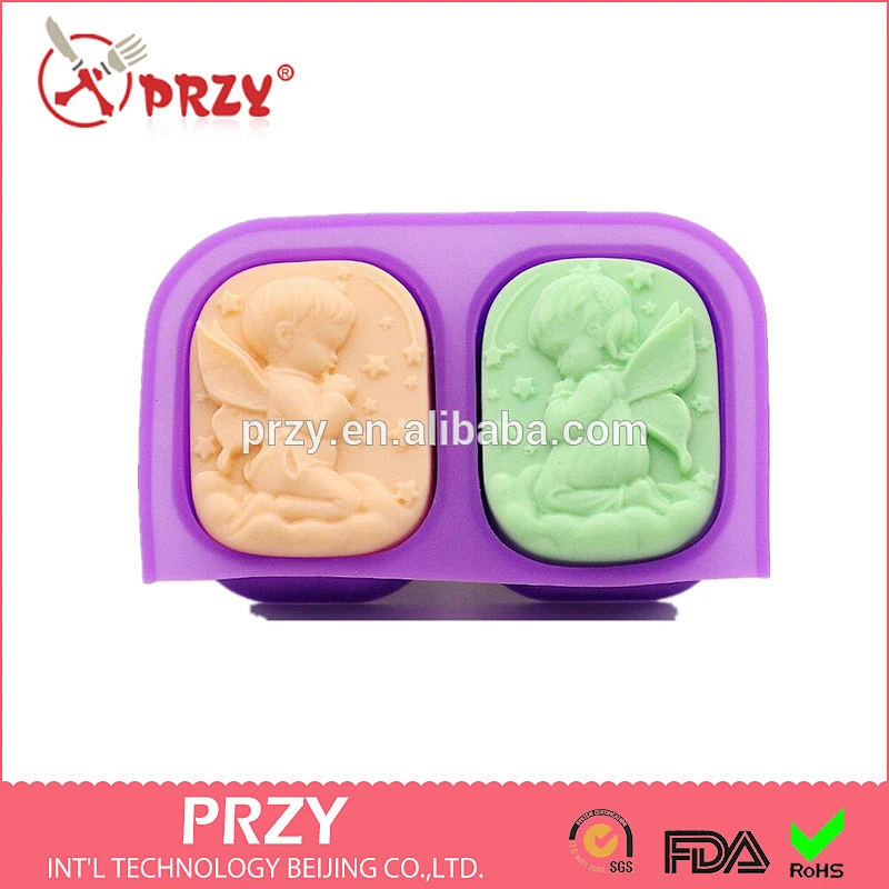 S4063 Double hole men and women praying Angel hot featured DIY handmade soap homemade SOAP material silicone mold